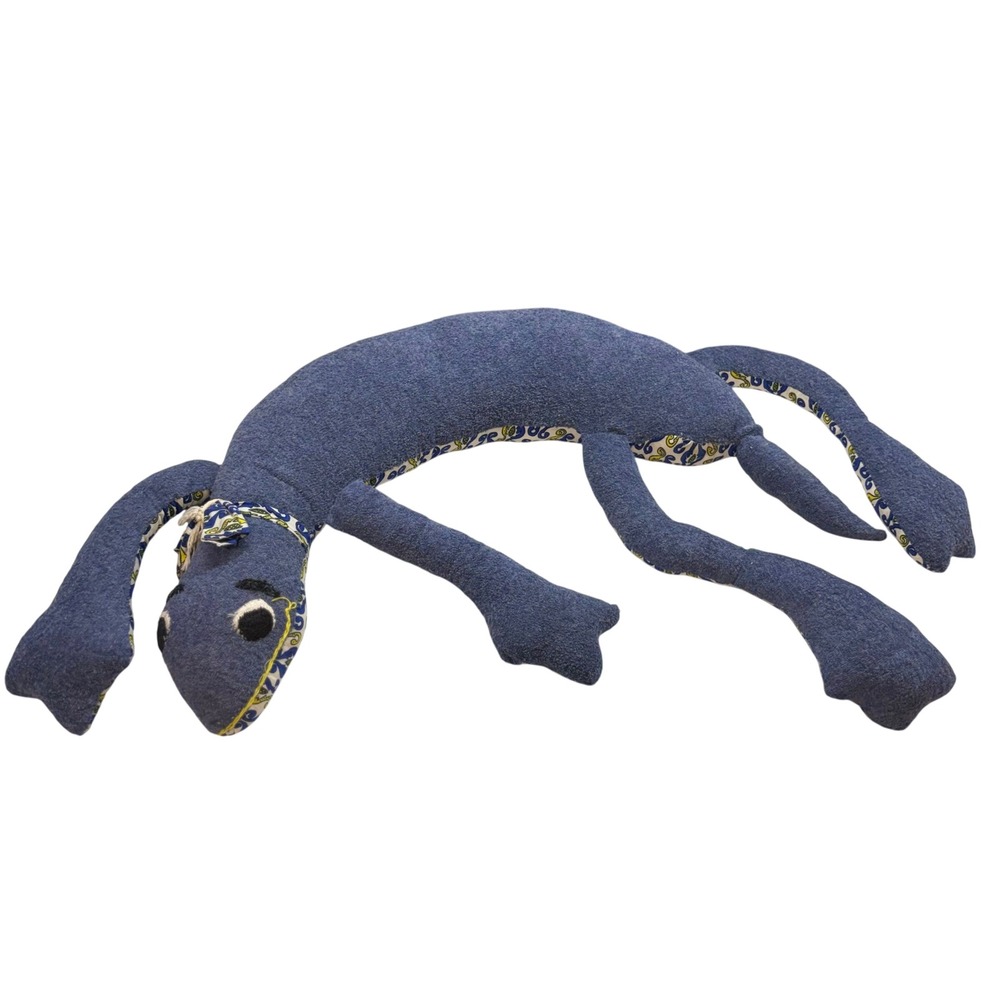 Unbranded Plush Lizard Toy Unisex OS Blue Good Vintage Handmade Kenya Patterned